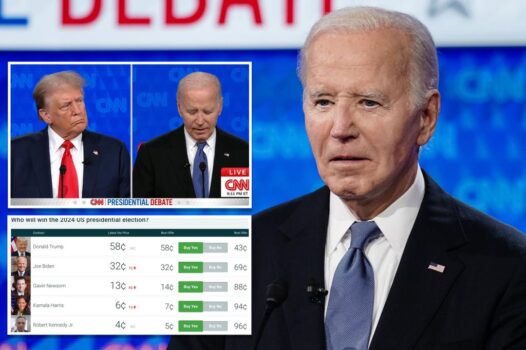 Biden’s odds of re-election plummet after dismal debate performance, betting markets show 